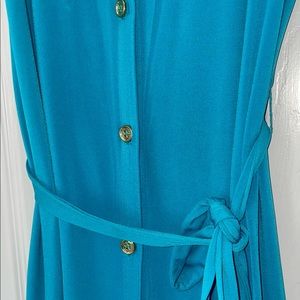 Turquoise maxi dress with buttons -